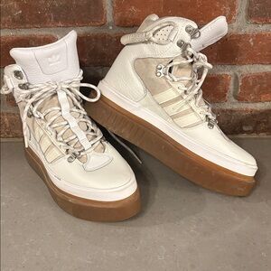 adidas White and Tan Ankle Boots